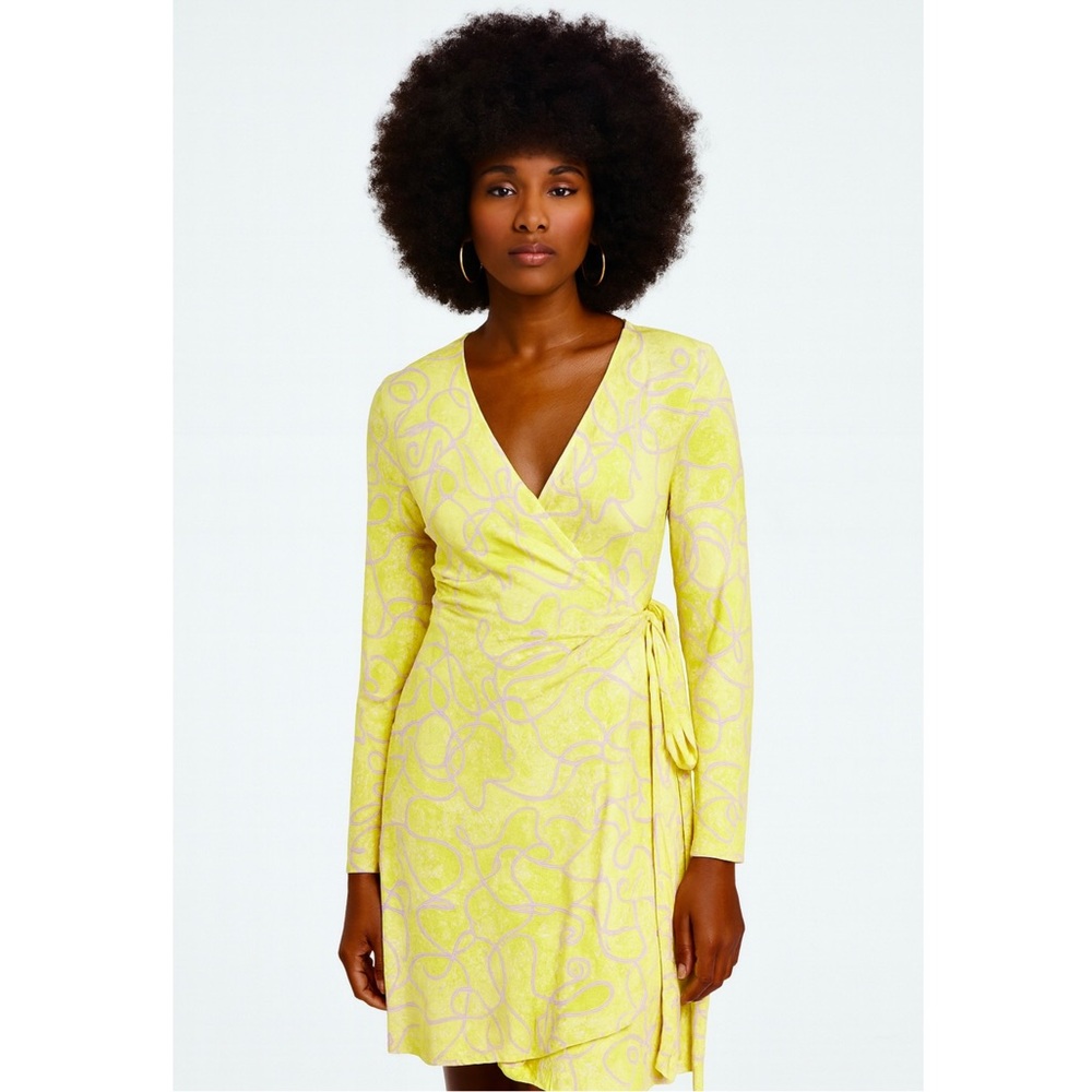 NWT RHODE Abstract Print Jersey Long Sleeve 70s Wedding Guest Wrap Dress Small